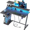 39 Inch Gaming Desk with LED Lights & Power Outlet - Thumbnail 1
