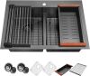 33" x 22" Drop In Black Stainless Steel Kitchen Sink - Thumbnail 1