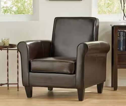 Noble House Freemont Chocolate Brown Bonded Leather Club Chair - Lot 19JF