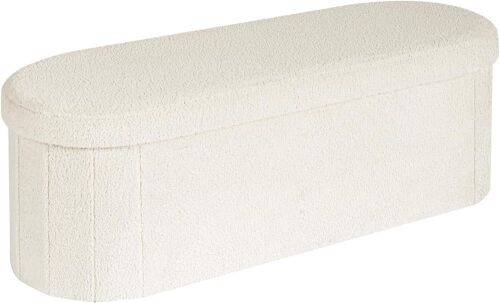 Tufted Oval Storage Ottoman Bench, 43"x15"x15" (White) - Lot 314