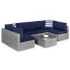 7-Piece Modular Wicker Sectional Conversation Set w/ 2 Pillows, Cover - Thumbnail 1