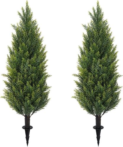 3FT Artificial Cedar Topiary Trees with Ground Spike, Set of 2 - Lot 704