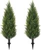 3FT Artificial Cedar Topiary Trees with Ground Spike, Set of 2 - Thumbnail 1
