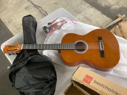 Beginner Acoustic Guitar Set w/ Case, Strap, Extra Strings - 38in - Lot 302