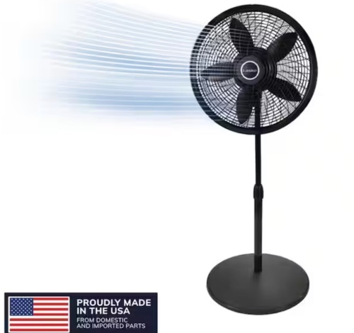 Lasko Cyclone 18 in. 3 Speed Oscillating Pedestal Fan for Home in Black with Adjustable Height, Tilt Back Head, Easy Assembly - Lot 806JF