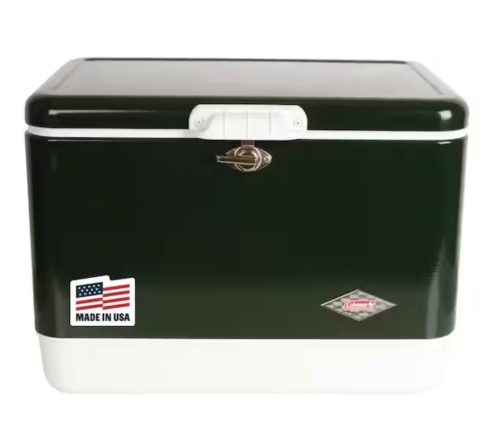 Coleman Vintage 54 qt. Steel Belted Hard Cooler, Green - Dented Corner - Lot 817JF