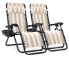 Set of 2 Adjustable Zero Gravity Patio Chair Recliners w/ Cup Holders - Thumbnail 1
