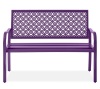 Indoor Outdoor Steel Bench w/ Geometric Backrest, Foot Levelers - Thumbnail 1