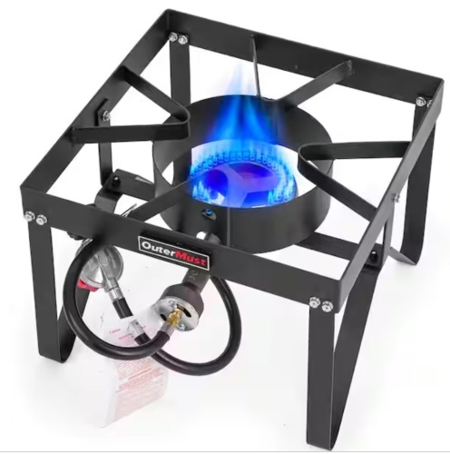 outermust Outdoor Propane Burner Heavy Duty Propane Single Burner 85,000 BTU - Lot 827JF
