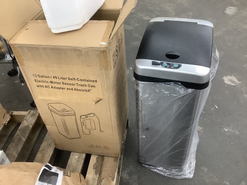 iTouchless 13 Gal. / 49 Liter Stainless Steel Household Metal Trash Can with Sensor Lid - Missing AC Adapter - Lot 834JF