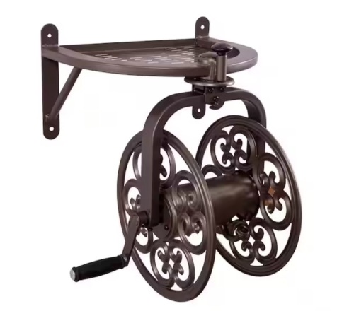 Liberty Garden 125 ft. Bronze Steel Rotating Wall Mounted Garden Hose Reel - Lot 835JF