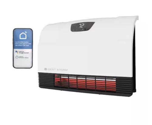 Heat Storm 1500W Phoenix WiFi Infrared Wall Unit Wi-Fi Smart Heater in White - Lot 857JF