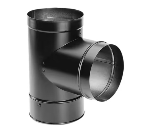 DuraVent DuraBlack Stove Pipe 6in. Diameter Tee w/ Clean-Out Cap - Lot 864JF
