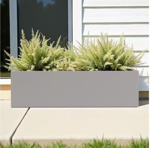 Dovelina Tall 35.83 in. Lx9 in. Wx9 in. H Rectangular Gray Metal Planter Pots Indoor Outdoor Planter Box - Lot 875JF