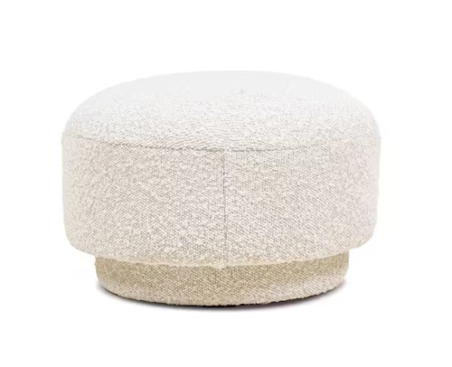 Jennifer Taylor Fuji 15" Mushroom Footstool Ottoman, Ivory White Boucle - Lot 894JF
