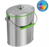 iTouchless 1.6 Gal. / 6 Liter Stainless Steel Indoor Compost Bin Household Metal Trash Can with Odor Filter - Thumbnail 1