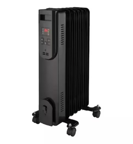 Konwin 1500-Watt Black Indoor Electric Oil-Filled Radiator Convection Radiant Space Heater with Remote Control for Living Space - Lot 914JF