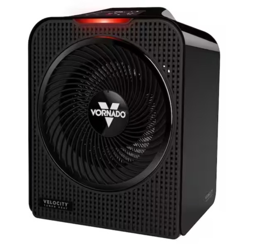 Vornado Forced Air Velocity 5 Whole Room 1500-Watt 5118 BTU Electric Space Fan Electric Heater Furnace, Black - Lot 922JF