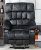 Gray Velvet Oversized Electric Power Lift Recliner Chair with Massage and Heating - Thumbnail 1