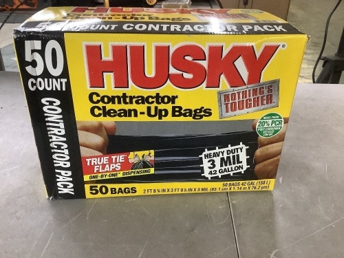 Husky 42 Gal. Heavy-Duty Contractor Clean-Up Bags with 20% PCR (50-Count) - Lot 750BJF