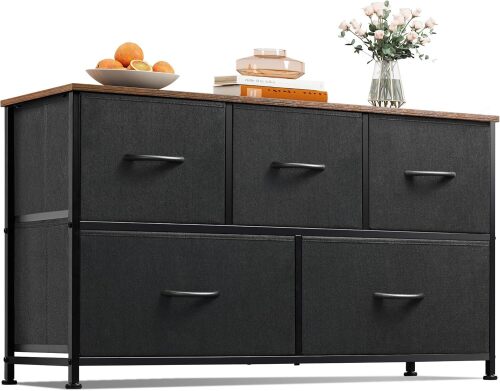 WLIVE Dresser for Bedroom with 5 Drawers, Wide Chest of Drawers, Fabric Dresser, Storage Organizer Unit with Fabric Bins for Closet, Living Room, Hallway - Lot 15