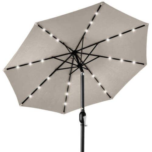Solar LED Lighted Patio Umbrella w/ Tilt Adjustment, UV-Resistant - 10ft - Lot 3919