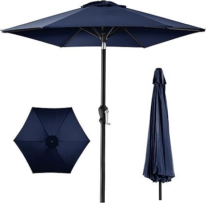 10ft Outdoor Steel Polyester Market Patio Umbrella w/Crank, Easy Push Button, Tilt, Table Compatible - Lot 3974