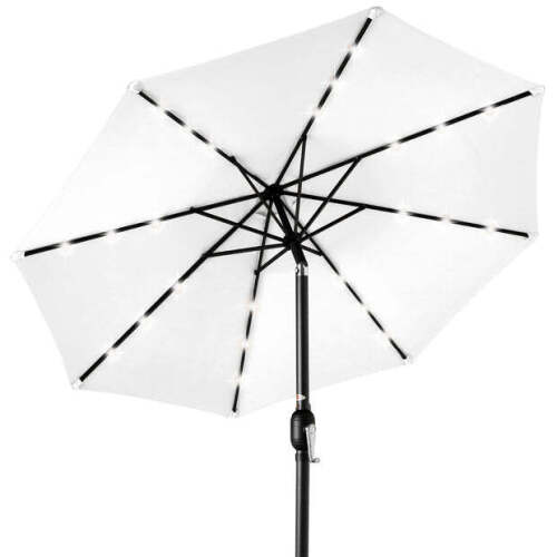 Solar LED Lighted Patio Umbrella w/ Tilt Adjustment, UV-Resistant - 10ft - Lot 4090