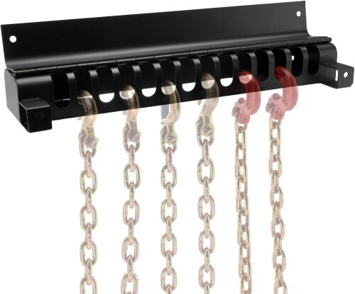 23.7" Trailer Chain Holder Retainer Hanger Bracket Cab Rack Holds 14 Chains or Load Binder, Bolt On Truck Hook Organizer - Lot 4301
