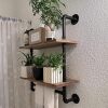 ROGMARS Industrial Pipe Shelving Bathroom Pipe Shelves with Towel Bar Over Toilet, 24 inch Pine Wood Floating Shelves for Wall Mounted Bedroom,Kitchen, Farmhouse, Living Room - Thumbnail 1