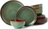 Stoneware Dinnerware Sets, Ceramic Plates and Bowls Set, Microwave & Dishwasher Safe Kitchen Dishes, Modern Dinner Salad Plates | Cereal Bowls, Dishware Sets Service for 4 Sage Green - Thumbnail 1