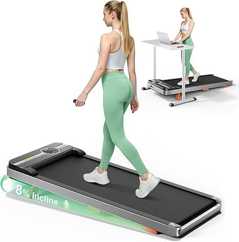 Walking Pad Portable Under Desk Treadmill with Incline 2.5HP for Home Office 265 lbs Capacity Remote Control LED - Lot 4371