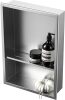 Stainless Steel Shower Niche Brushed No Tile Needed Wall Niche Double Shelves Recessed Shower Shelf for Bathroom Storage Over Mount Installation - Thumbnail 1