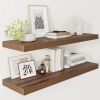 Vivelove Farmhouse Floating Shelves for Wall, 2 Inch Thick Shelf for Living Room Bathroom Bedroom Kitchen, Rustic Farmhouse Decor Set of 2 - Thumbnail 1
