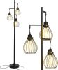 Teardrop - Modern LED Floor Lamp for Bedroom, Office, Living Room – Tall Industrial Standing Tree Lamp with 3 Elegant Cage Lamp Shades, Bright Edison Bulbs - Thumbnail 1