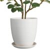10 Inch Ceramic Planter Pot - Large Plant Pot with Drainage Hole and Saucer, Modern Round Flower Pots for Indoor Outdoor Plants, Garden Planter - Thumbnail 1