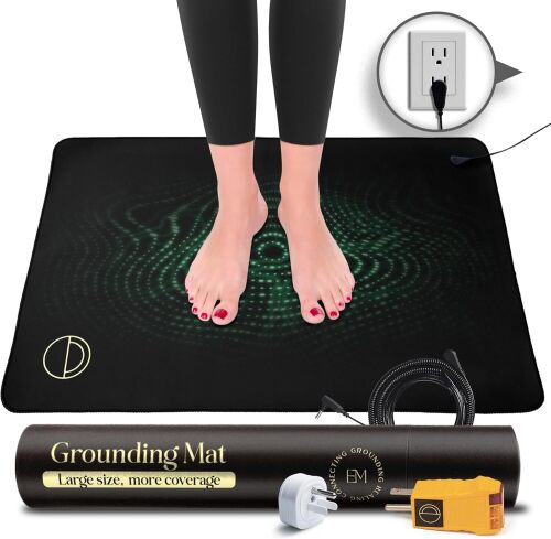 Earth and Moon Grounding Mat for Bed 24x35in - Full Body Grounding Pad and Mattress Cover for Pain, Inflammation and Restful Sleep, Includes 15 Feet Cord and Outlet Tester for Safe Use - Lot 4339