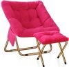 Comfy Saucer Chair, Foldable Living Room Chairs, Soft Faux Fur Lounge Chair for Bedroom, Reading Chairs for Adults, Teens - Thumbnail 1