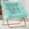 Comfy Saucer Chair, Foldable Living Room Chairs, Soft Faux Fur Lounge Chair for Bedroom, Reading Chairs for Adults, Kids - Thumbnail 1