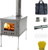 T1 Lightweight Small Titanium Hot Tent Stove with 6.5ft Chimney Pipe, Spark Arrestor, Portable Tent Stove for 1 Person Camping Cooking - Thumbnail 1
