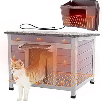 Aivituvin Heated Cat House for Outdoor Cats Feral Kitty Shelter with Heater Keep Warm in Winter,Insulated Liner Include - Lot 4420