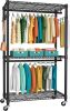 Heavy Duty Garment Rack, 3 Tiers Adjustable Rolling Metal Closet Organizer - Thumbnail 1