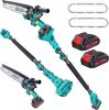 Electric Tree Saw for Pruning High Branches, 2-in-1 6" Brushless Mini Chainsaw Cordless with Extension Pole 2 Batteries, Battery Powered Hand held Chain Saw & Pole Pruner for Trimming Tree Limbs - Thumbnail 1