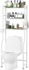 3-Tier Over-The-Toilet Storage with Anti-Tilt Safety System, Freestanding Bathroom Shelves with Paper Holder & 4 Hooks, 64" H Over Toilet Bathroom Organizers for Small Space - Thumbnail 1