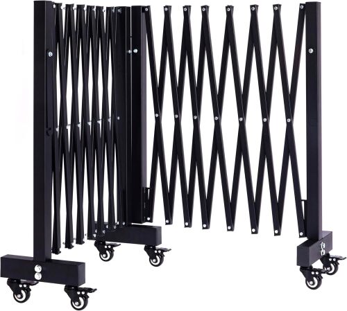 16.5FT Expandable Barricade Gate, Expandable Metal Barricade Gate Alloy Fence and 270 Degrees Direction Adjustment with Wheels, for Industrial or Residential Use - Lot 4402