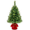Pre-Lit Tabletop Christmas Tree w/ Red Velvet Cover & Gold Cord - Thumbnail 1