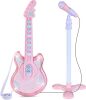 Kids Toy Guitar, Pretend Play Musical Instrument Toy for Toddlers w/Mic, Stand, 8 Demo Songs, Lights & Sounds - Thumbnail 1