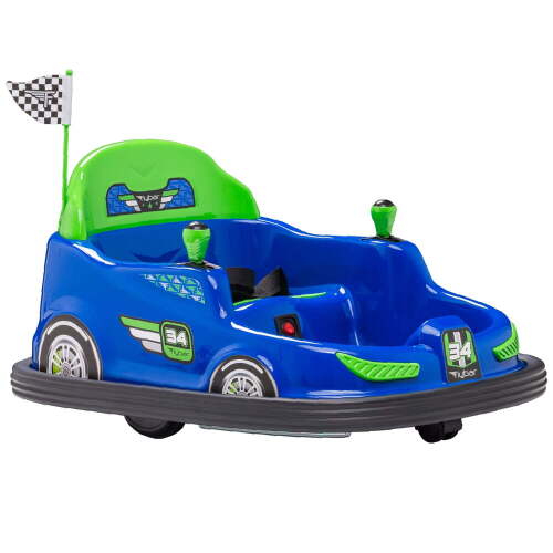 6V Bumper Car Ride-On Toy, Blue, 360° Spin with LED Lights, Soft Bumpers, Safety Belt - Lot 4649