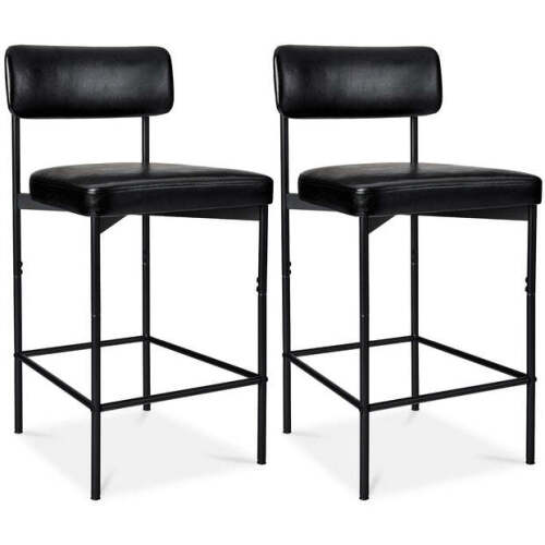 Set of 2 Armless Counter Height Bar Stools, Modern PU Faux Leather Stools - Lot 4661