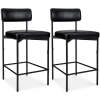 Set of 2 Armless Counter Height Bar Stools, Modern PU Faux Leather Stools - Thumbnail 1